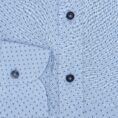 Light blue cotton poplin with navy blue floral dot print