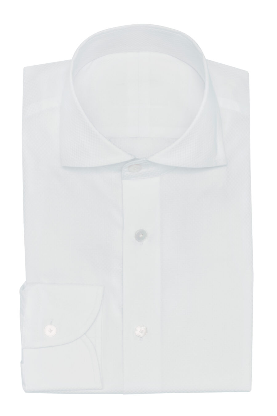 White cotton sateen dobby with checkerboard design