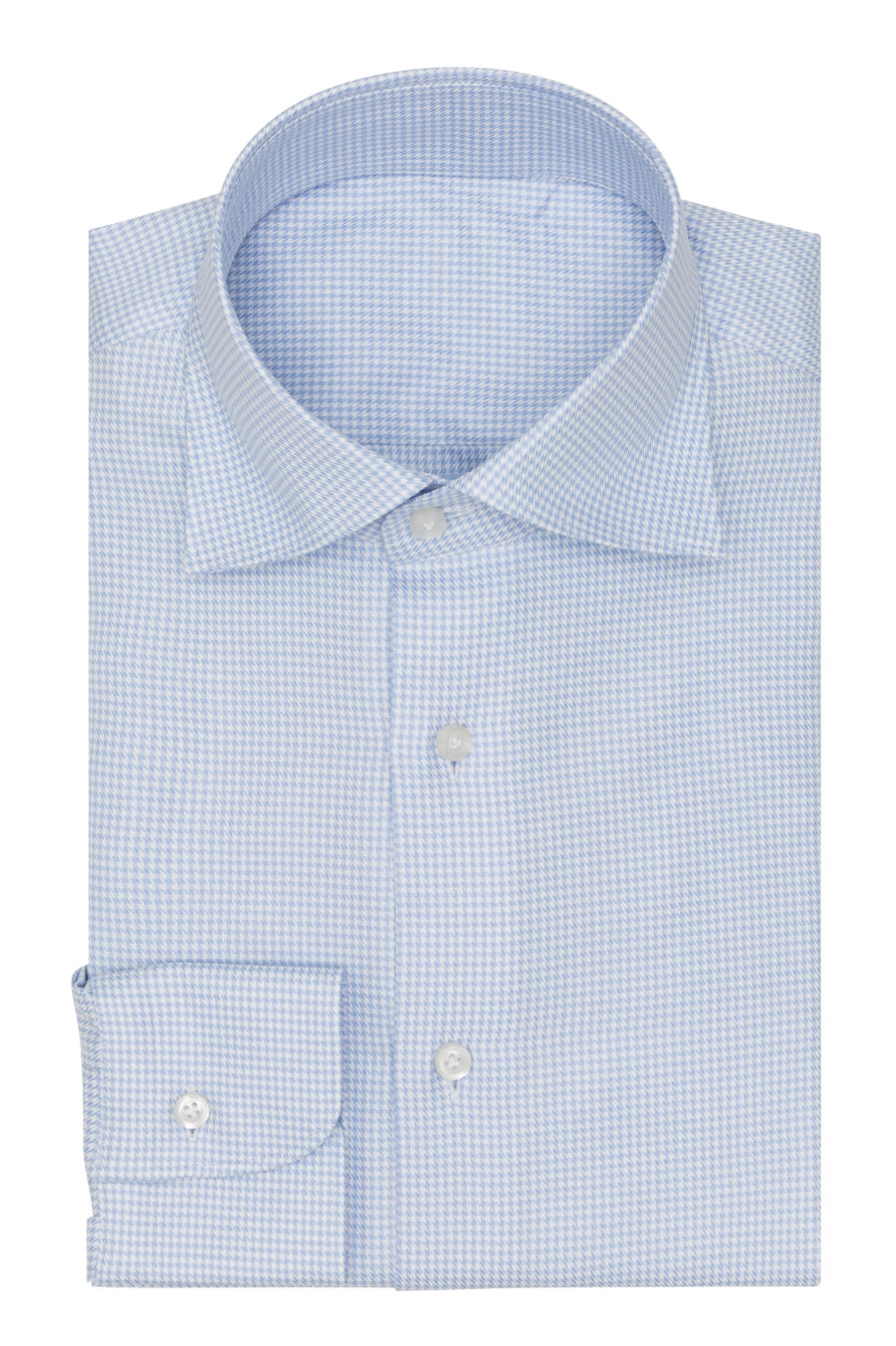 Light blue cotton houndstooth twill