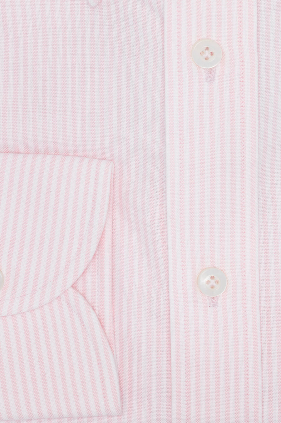 White cotton Oxford with light pink stripe