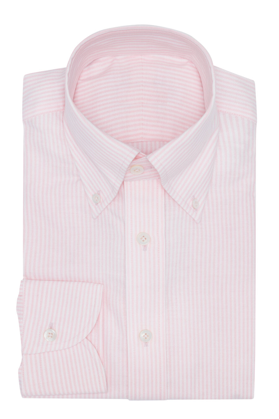 White cotton Oxford with light pink stripe