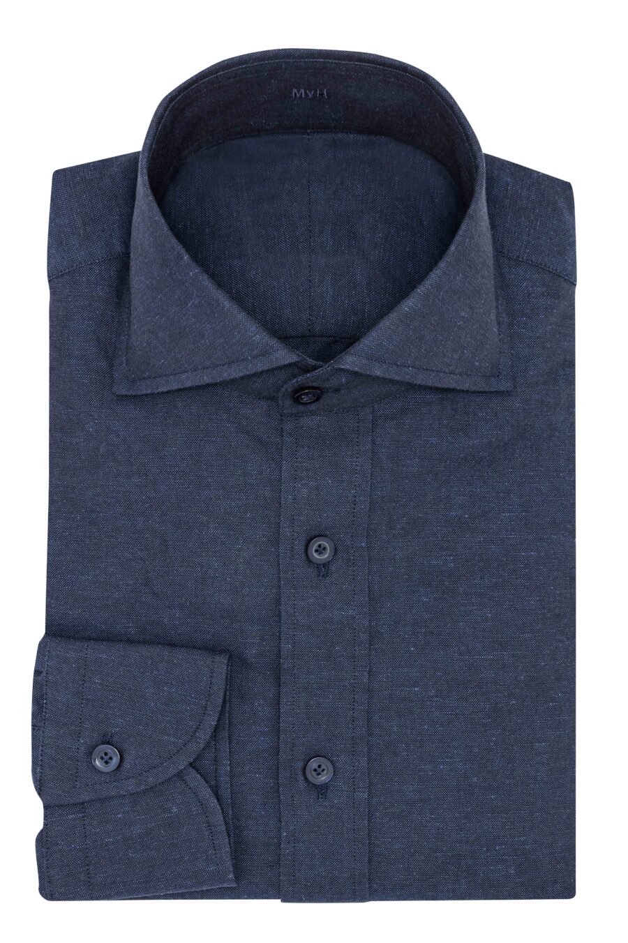 Black-denim blue chambray cotton-linen