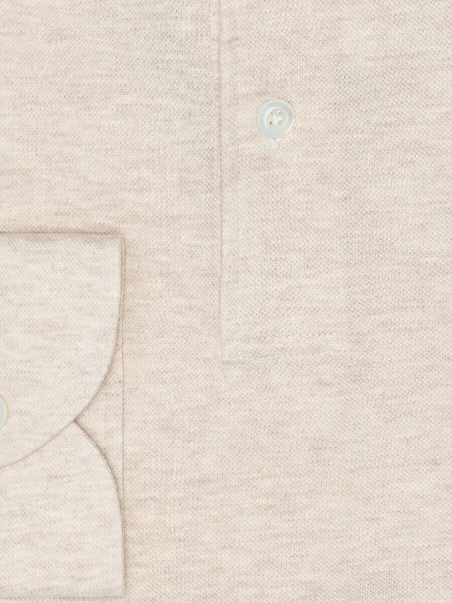 Light sand mélange cotton piqué knit