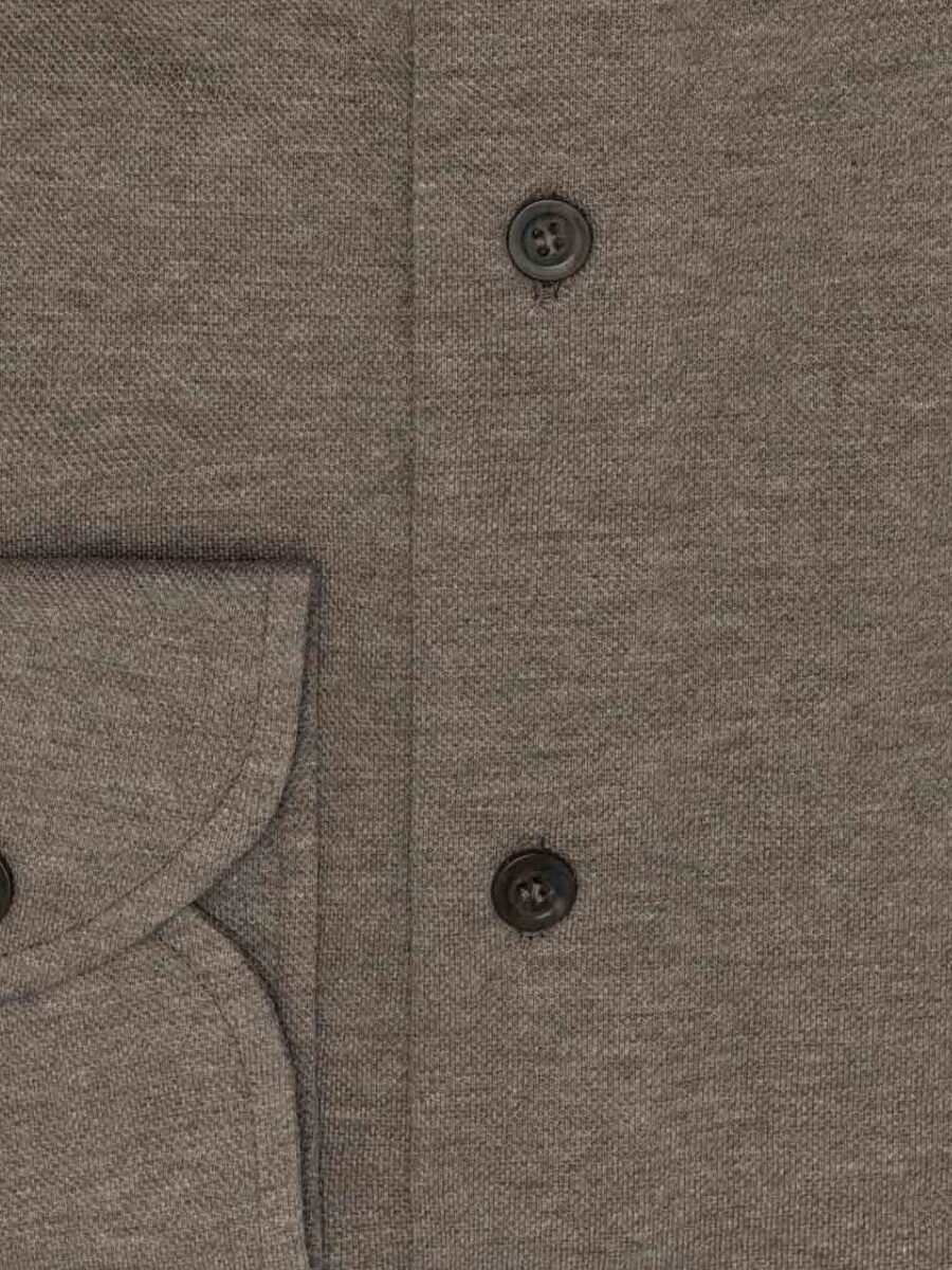Walnut mélange cotton piqué knit