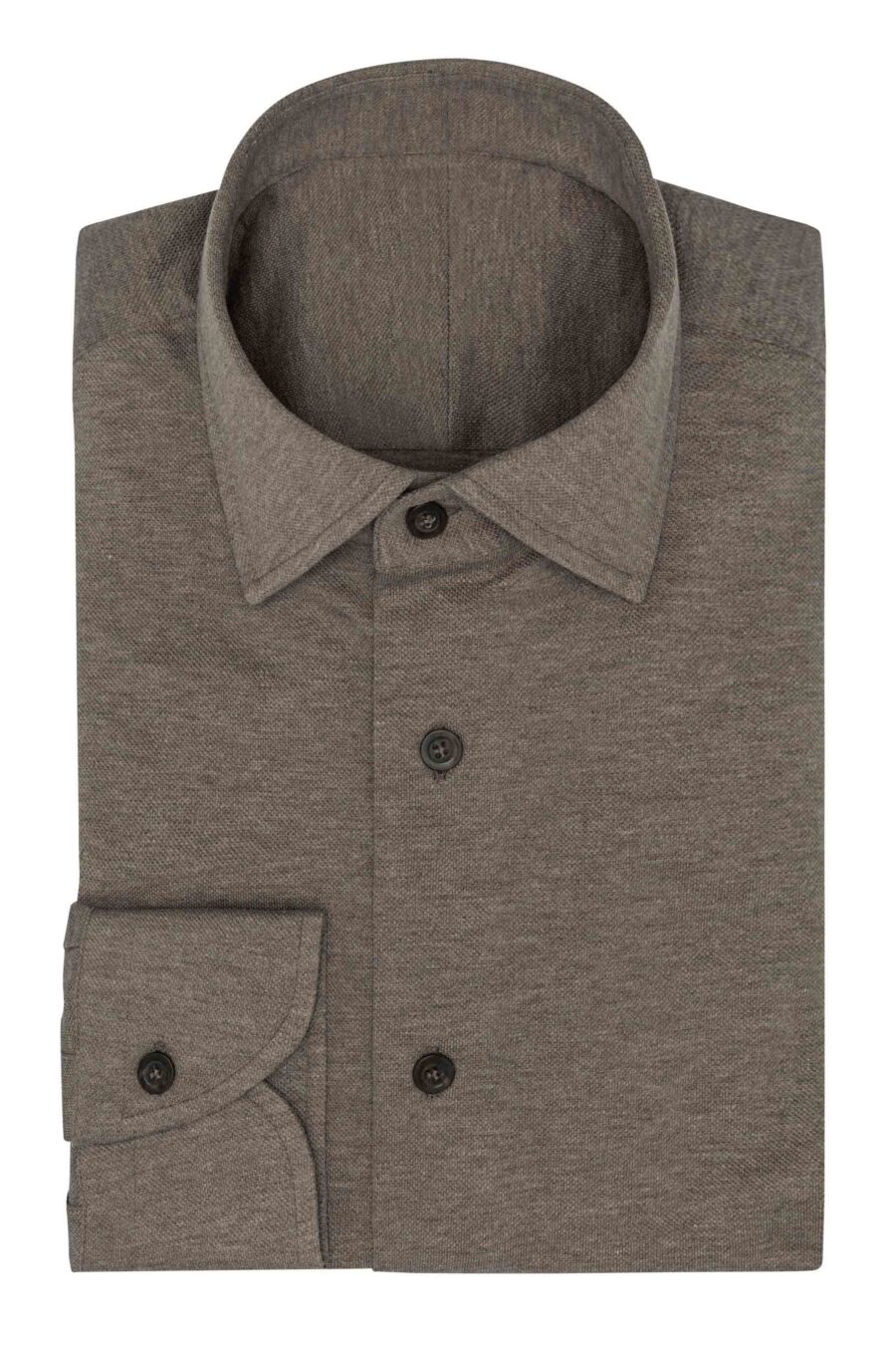 Walnut mélange cotton piqué knit