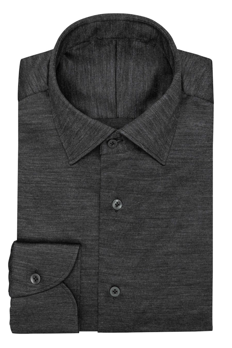 Charcoal mélange wool-lyocell piqué knit