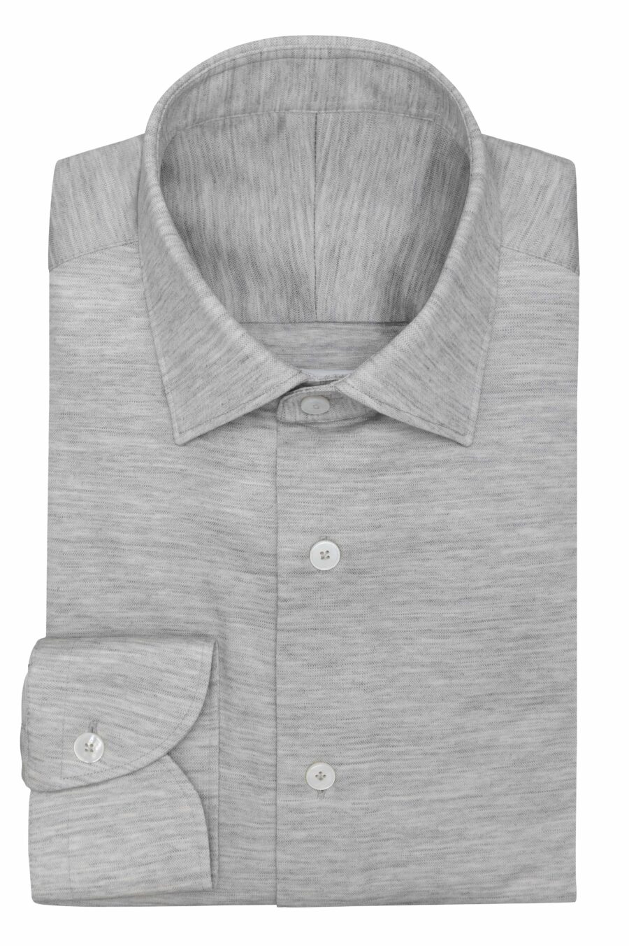 Light grey mélange wool lyocell piqué knit