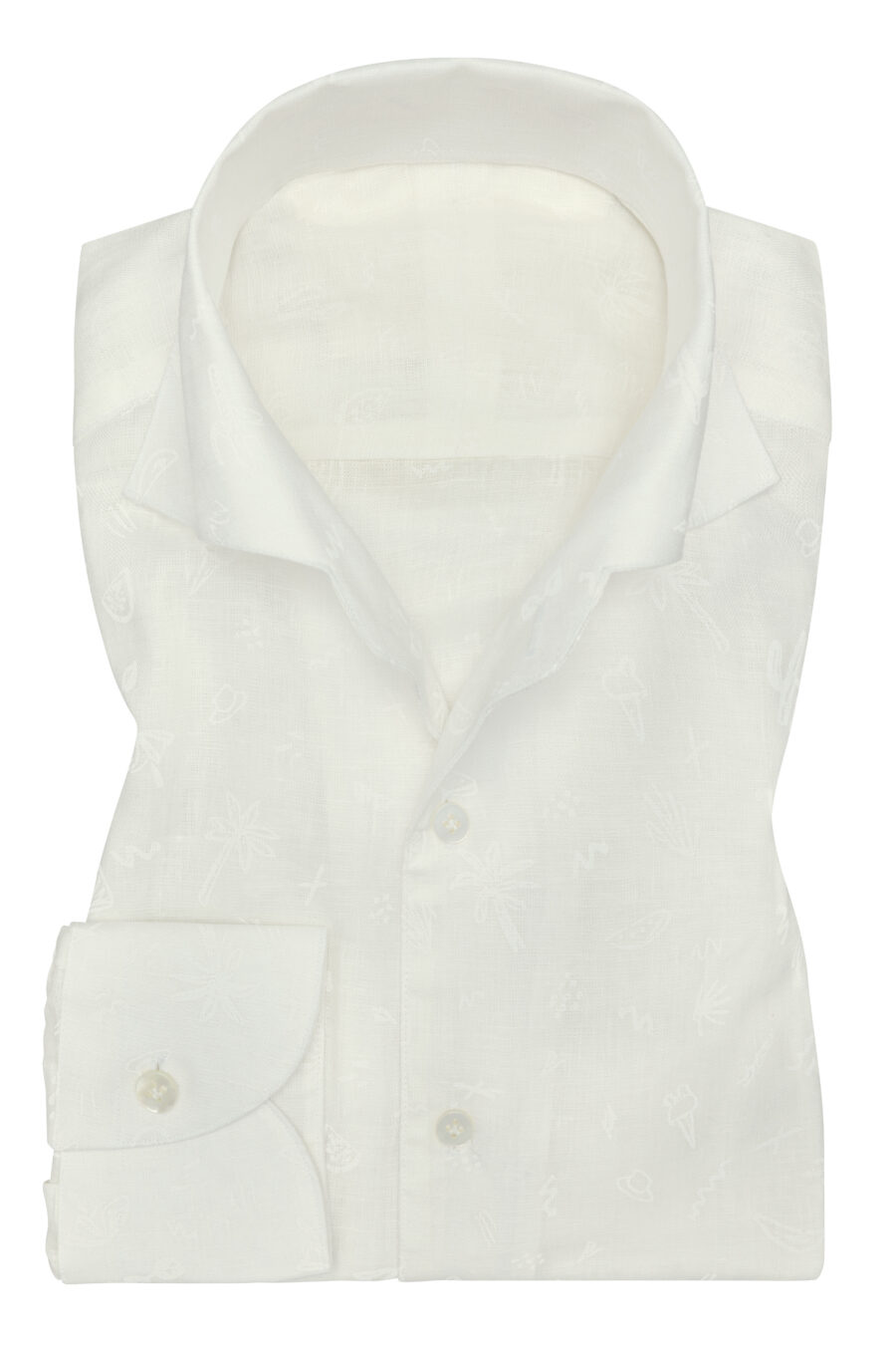 White linen with tonal paradise print