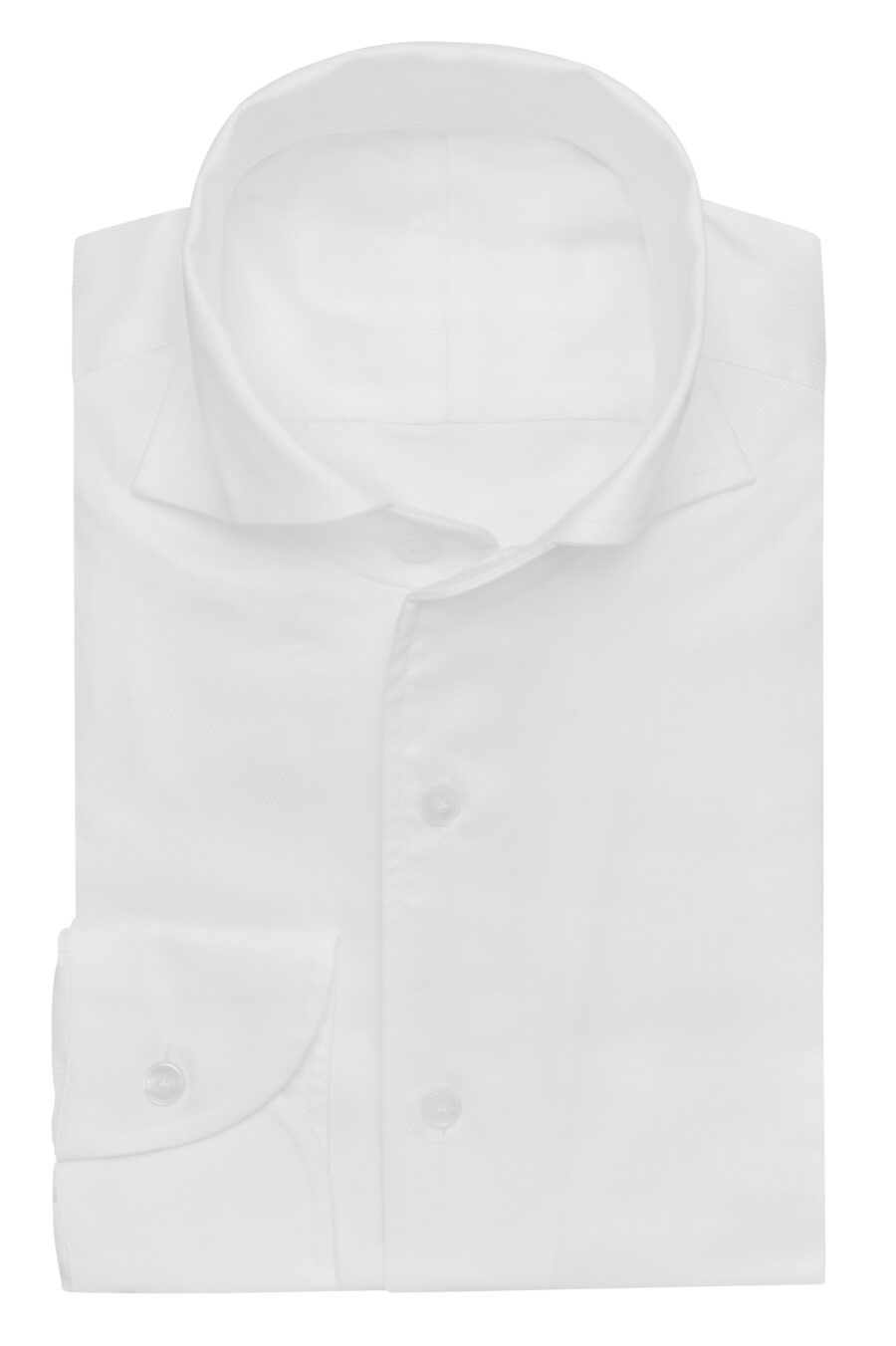 White natural stretch cotton dobby