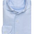 Blue natural stretch cotton dobby