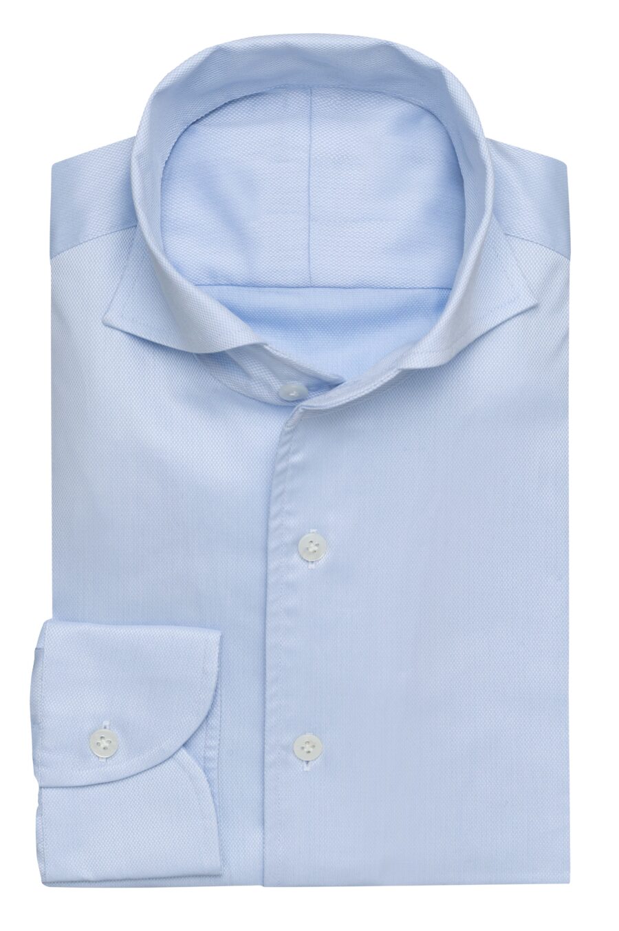 Blue natural stretch cotton dobby