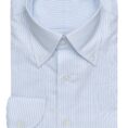 White natural stretch cotton oxford with blue stripes
