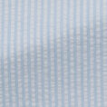 White cotton seersucker with light blue stripes