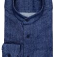 Indigo blue stretch cotton blend denim twill