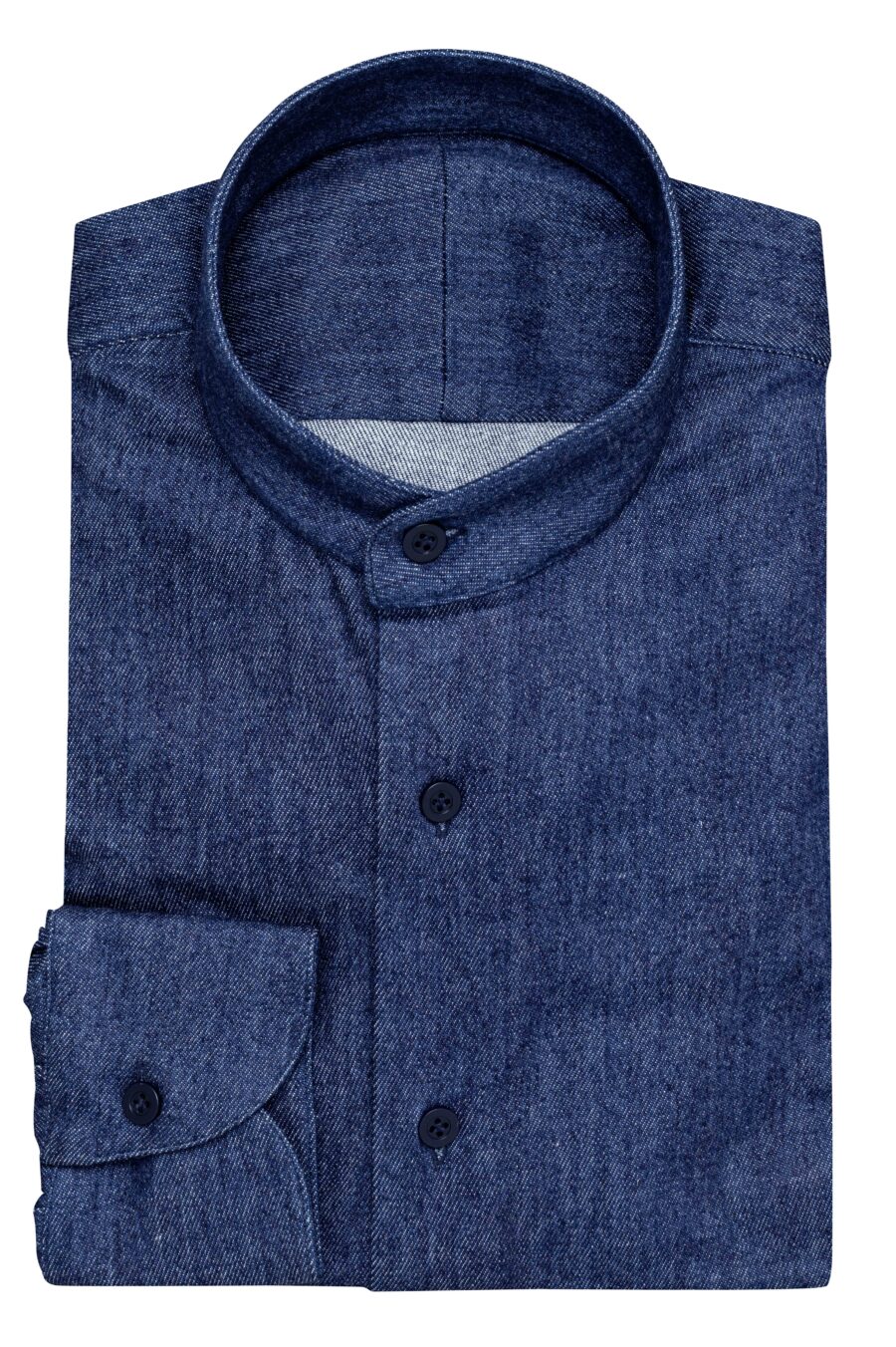 Indigo blue stretch cotton blend denim twill